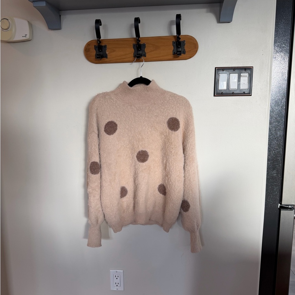 Elie Tahari Cream Sweater with Brown Dots